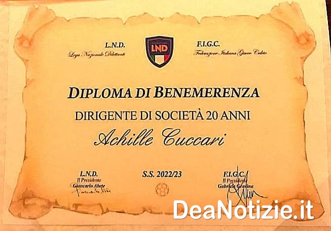 Diploma Di Benemerenza “Alla Memoria” Al Dott. Achille Cuccari – Dea ...